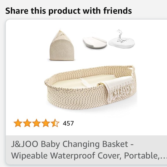J&JOO Cream Baby Changing Basket, Waterproof, and Portable. New in bag. - Picture 9 of 10